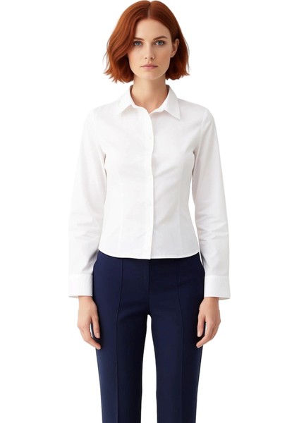 Kadın Şık Modern Kesim Uzun Kol Düz Renk Gömlek Ofis ve Günlük Kombinlere Uygun Fonksiyonel fırsatları