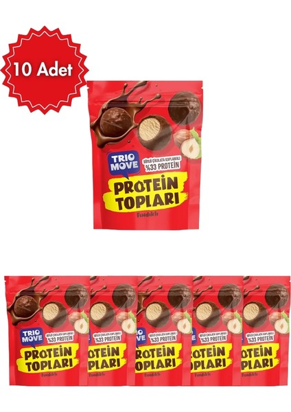 Fındık Aromalı Protein Topları, Çikolata Kaplı, 10 Adet (10'lu Kutu)