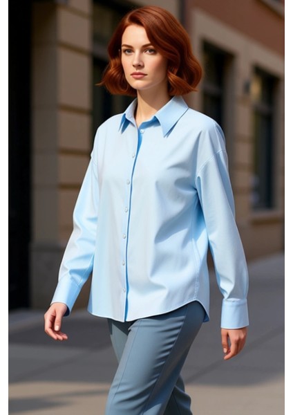 Kadın Açık Oxford Gömlek Geniş Kalıp Günlük Kullanım Fonksiyonel Dayanıklı Kaliteli Modern