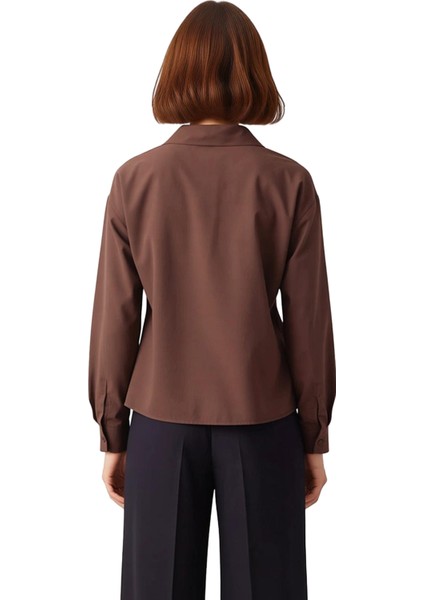 Kadın Kruvaze Bağlama Detaylı Uzun Kollu Dokuma Gömlek Modern Şıklık Fonksiyonel Dayanıklı indirimleri