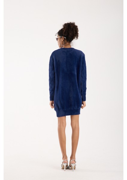 Kadın Koyu Laci Sakal Iplik Taş Detaylı Bisiklet Yaka Triko Kazak fırsatları