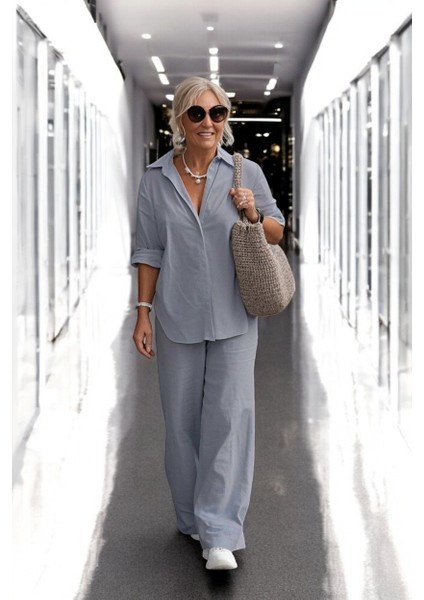 Yazlık Rahat Alt Üst Gömlek Pantolon Keten Takım fiyatları