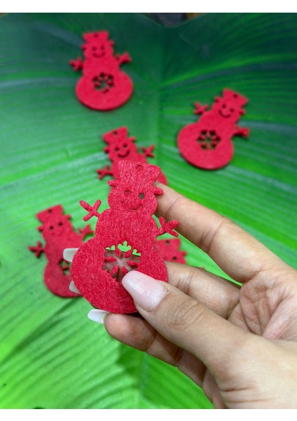 6 Adet Keçe Kardan Adam Arma Dikiş Aksesuarı 6x4 cm