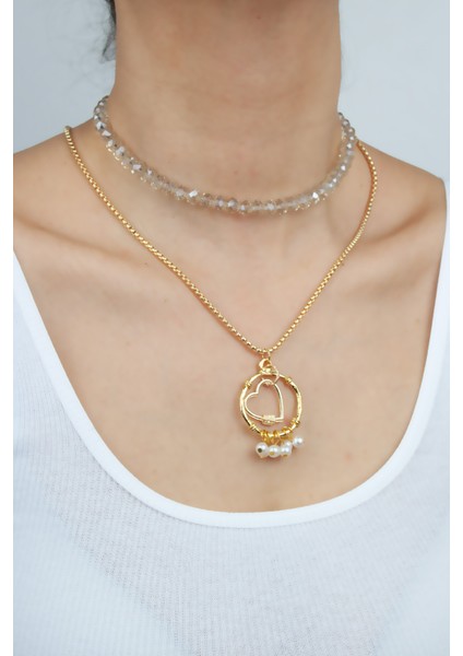 Kalp Detay Çift Sıralı Kolye fiyatları