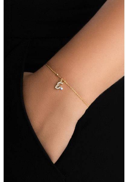 E Harfi 18 Ayar Sarı Altın Kaplama 19 cm Gümüş Nazar Bileklik fiyatları