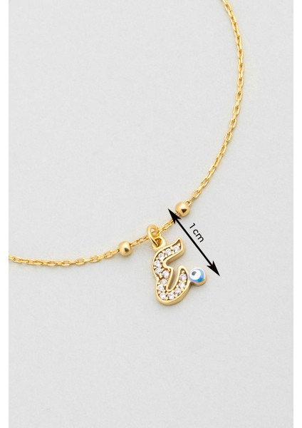 E Harfi 18 Ayar Sarı Altın Kaplama 19 cm Gümüş Nazar Bileklik modelleri