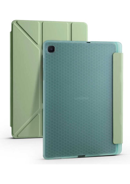 Galaxy Tab A7 10.4 T500 2020 Kılıf Uyumlu Spıa Tri Folding Kalem Bölmeli Standlı Kılıf-Açık Yeşil