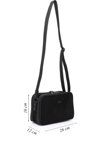 Kadın Siyah Süet Uzun Askılı Omuz Çantası modelleri