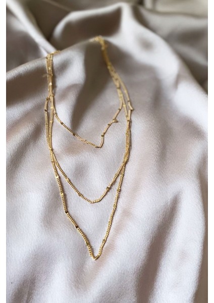 Üç Sıralı Gold Kaplama Kolye fiyatları