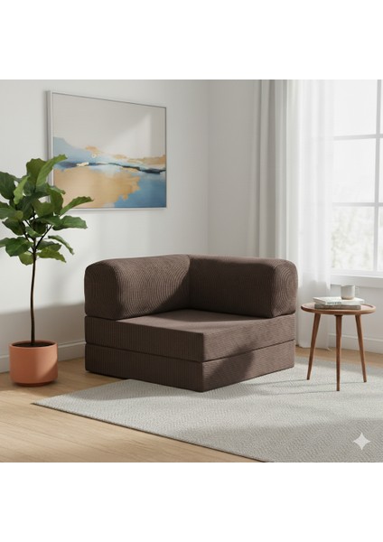 Çok Amaçlı Yer Yatağı ve Köşe Koltuk Seti | 100X100 cm | Puf Koltuk - Yatak | Kadife Kumaş |demirli