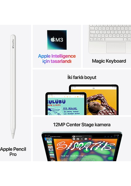 11 Inç iPad Air M3 Wi-Fi 512 GB Tablet Mavi (MCA94TU/A)