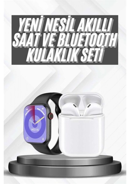 Akıllı Saat Gümüş Kasa Bluetooth Kulaklık Hediyeli Çok Fonksiyonlu Ikili Set fiyatları