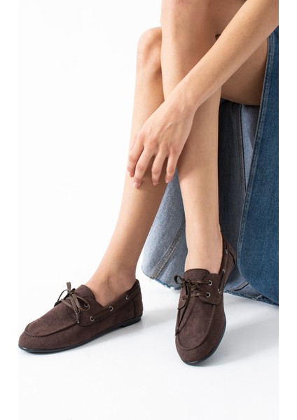 Juno Kadın Süet Bağcıklı Mokasen Ayakkabı Casual Babet modelleri