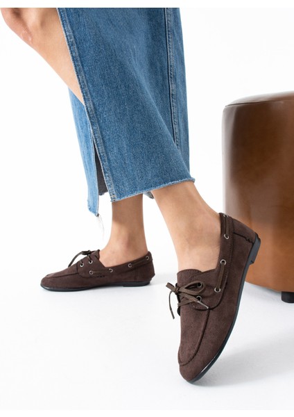 Juno Kadın Süet Bağcıklı Mokasen Ayakkabı Casual Babet fırsatları