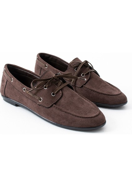 Juno Kadın Süet Bağcıklı Mokasen Ayakkabı Casual Babet