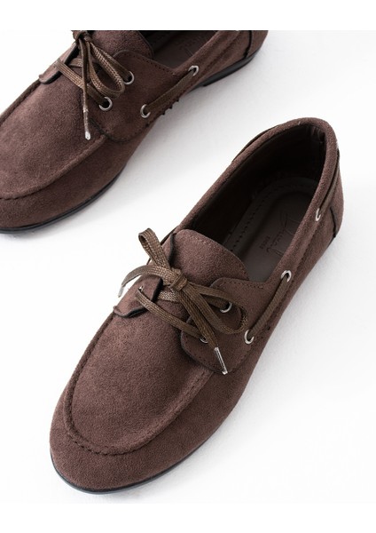 Juno Kadın Süet Bağcıklı Mokasen Ayakkabı Casual Babet