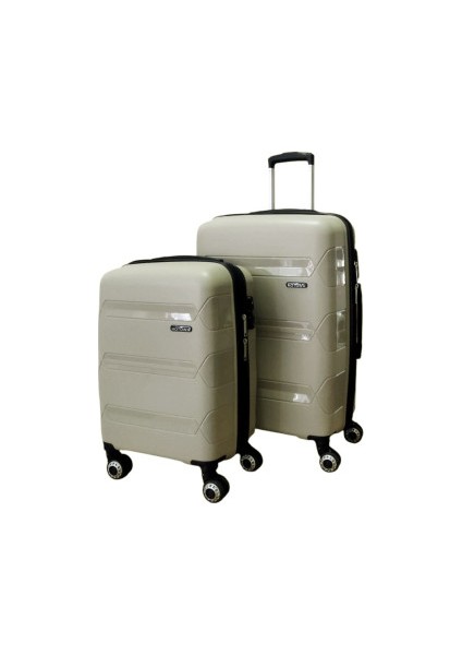Gold Pp Valiz 8011 Ekru Tsa Kilitli Ikili Valiz Seti
