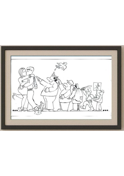 Tode Blazevski 43x23cm Orijinal Karikatür Tablo