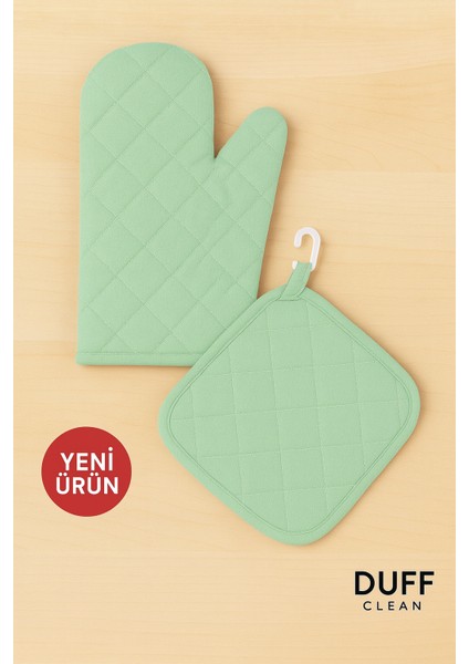 Yanmaz Fırın Eldiveni ve Fırın Tutacağı (1 Eldiven 1 Tutacak)