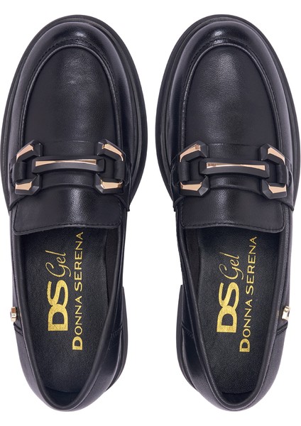 Kadın Oxford ( Klasik) 9P5882MN Donna Serena 5882MN Pelle Ner Acc Gold