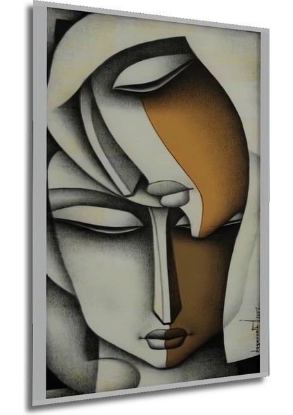 Soyut Sanatın Gızemlı Yüzleri Kara Kalem Görünümlü Ahşap Dekoratif Tablo Dikdörtgen Tablo fırsatları