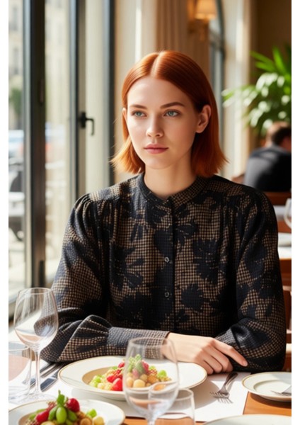 Kadın Geniş Kalıp Desenli Gömlek Viskoz Polyester Kumaş Rahat Günlük Stil Fonksiyonel Spor modelleri