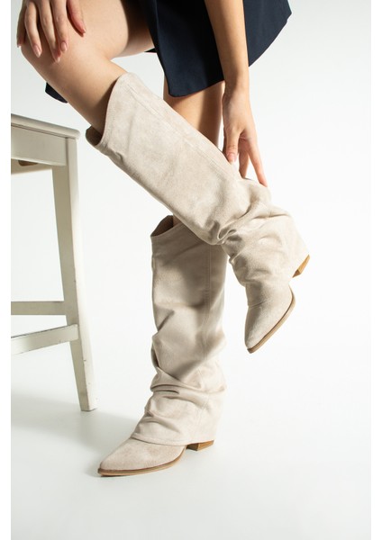 Lisa Kadın Süet Körüklü Kovboy Çizme