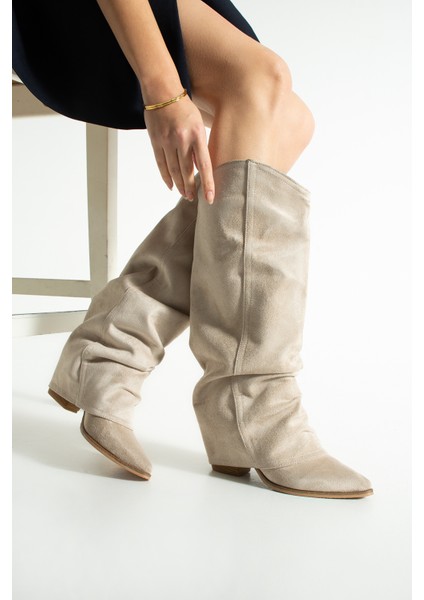 Lisa Kadın Süet Körüklü Kovboy Çizme