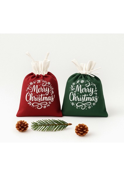 Yılbaşı Hediye Kesesi 15X20 cm – Çift Taraflı Mutlu Yıllar / Merry Christmas – Kağıt Ipli 2 Adet fiyatları