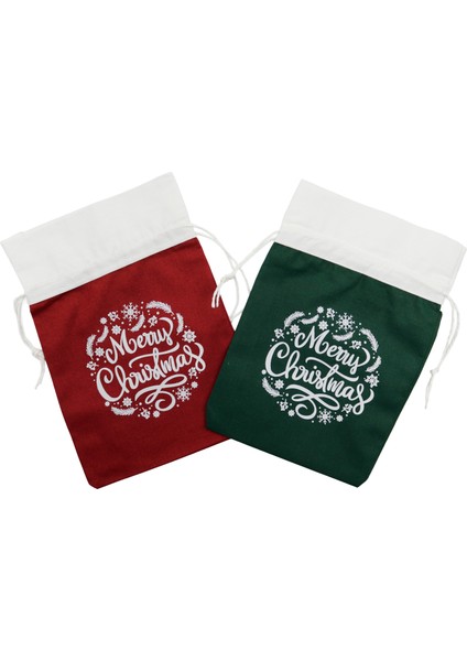 Yılbaşı Hediye Kesesi 15X20 cm – Çift Taraflı Mutlu Yıllar / Merry Christmas – Kağıt Ipli 2 Adet fırsatları