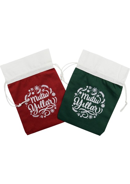 Yılbaşı Hediye Kesesi 15X20 cm – Çift Taraflı Mutlu Yıllar / Merry Christmas – Kağıt Ipli 2 Adet indirimleri