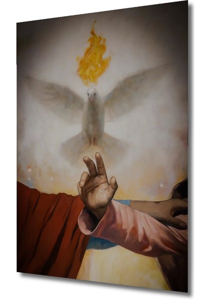 Kutsal Ruh Yağlı Boya Görünümlü Ahşap Dekoratif Tablo Dikdörtgen Tablo modelleri