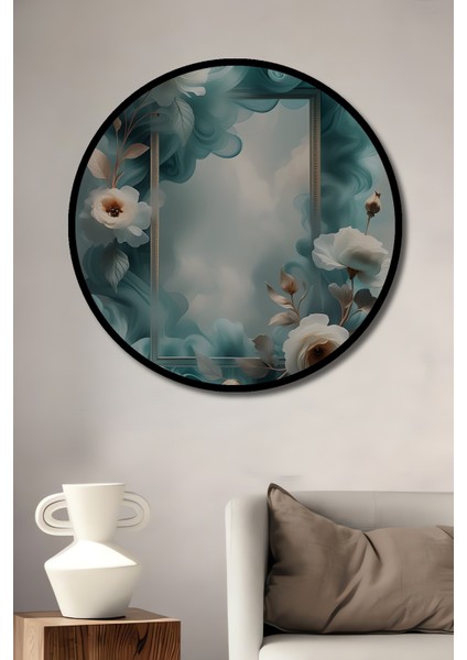 Su Damlası Çiçekleri Sulu Boya Görünümlü Dekoratif Ahşap Tablo Yuvarlak Tablo fiyatları