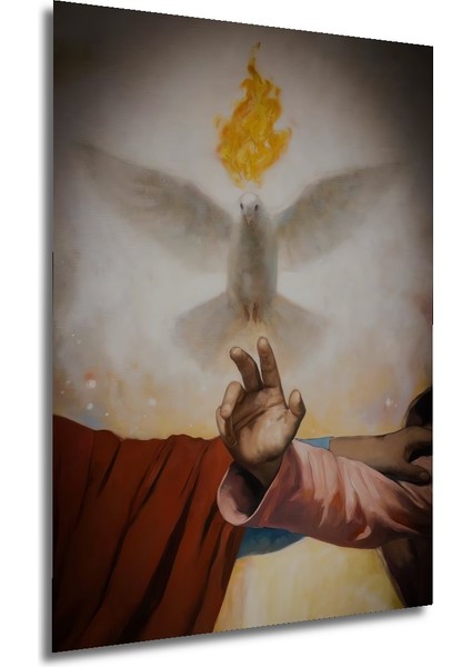 Kutsal Ruh Yağlı Boya Görünümlü Ahşap Dekoratif Tablo Dikdörtgen Tablo fırsatları