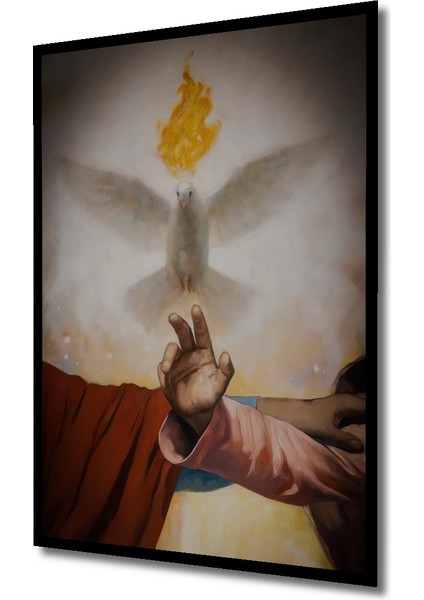 Kutsal Ruh Yağlı Boya Görünümlü Ahşap Dekoratif Tablo Dikdörtgen Tablo indirimleri