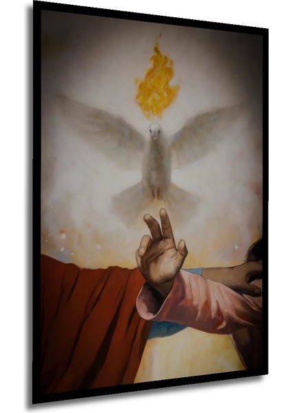 Kutsal Ruh Yağlı Boya Görünümlü Ahşap Dekoratif Tablo Dikdörtgen Tablo