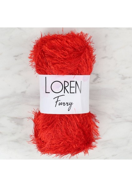 Loren Furry Kırmızı El Örgü Ipi - RF025 - 34053