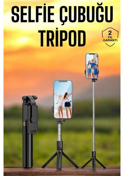 Selfie Çubuğu Tripod Kumandalı Telefon Tutucu Siyah fiyatları