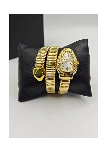 Altın Renk Beyaz Kadran Yılan Saat Dolamalı Saat fiyatları