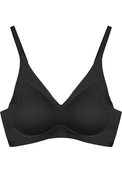 Siyah Lazer Kesim Dikişsiz Sütyen Çıkarılabilir Pedli Hayalet Sütyen Agraflı Ayarlanabilir Askılı
