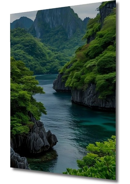 Yeşil Vadi Yağlı Boya Görünümlü Ahşap Dekoratif Tablo Dikdörtgen Tablo modelleri