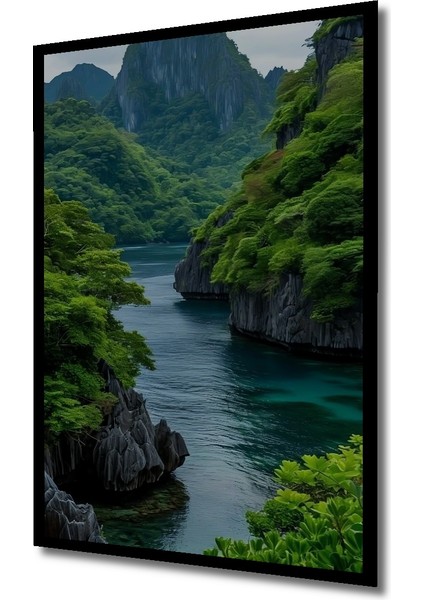 Yeşil Vadi Yağlı Boya Görünümlü Ahşap Dekoratif Tablo Dikdörtgen Tablo indirimleri