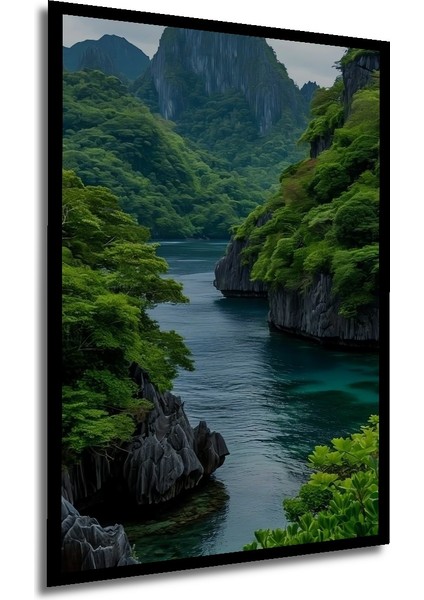 Yeşil Vadi Yağlı Boya Görünümlü Ahşap Dekoratif Tablo Dikdörtgen Tablo