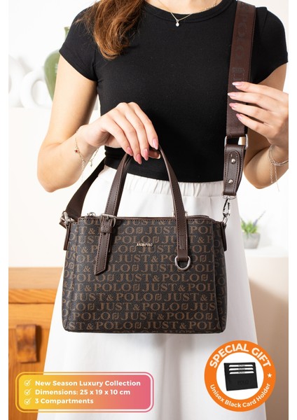 Orijinal Just Polo Collection 3 Bölmeli Lüks Yumuşak Deri Ayarlanabilir Çapraz Askılı Omuz Çantası