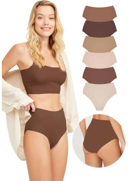 Basic Lazer Kesim Dikişsiz Kadın Boxer Külot 6'lı