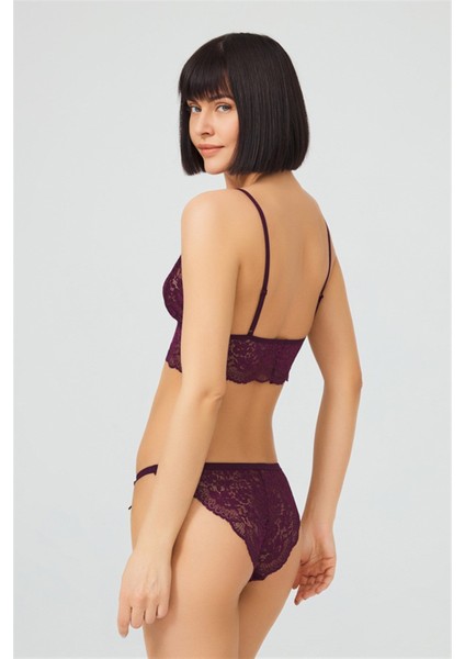 Lacivert Dantelli Transparan Balensiz Kadın Sütyen Takımı fiyatları