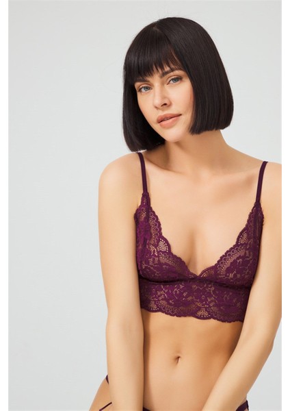 Lacivert Dantelli Transparan Balensiz Kadın Sütyen Takımı modelleri