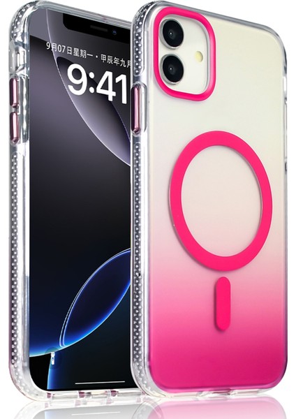 Apple iPhone 11 Uyumlu M-Safe Şarj Özellikli Transparan Renk Geçişli Kılıf