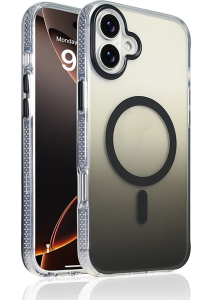 Apple iPhone 16 Uyumlu M-Safe Şarj Özellikli Transparan Renk Geçişli Kılıf
