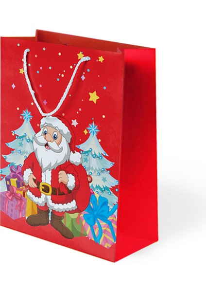 Noel Baba Baskılı Yılbaşı Karton Çanta 25X30CM 10'lu fiyatları
